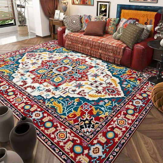 Bohemian Tribal Area Rug - Large 200x300cm Colorful Geometric Living Room Carpet, Non-Slip Home Decor