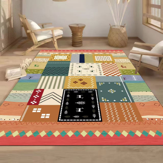 Modern Artistic Patchwork Area Rug - Large 200x300cm Floral & Geometric Quilted Pattern Carpet for Living Room