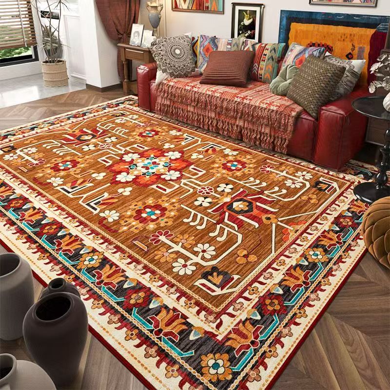 Bohemian Tribal Area Rug - Large 200x300cm Colorful Geometric Living Room Carpet, Non-Slip Home Decor