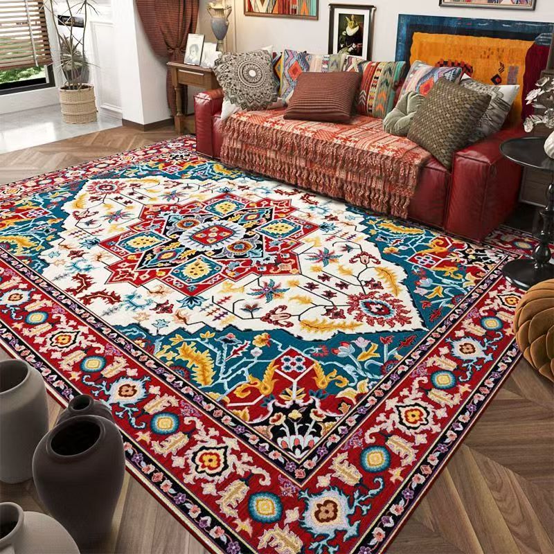 Bohemian Tribal Area Rug - Large 200x300cm Colorful Geometric Living Room Carpet, Non-Slip Home Decor