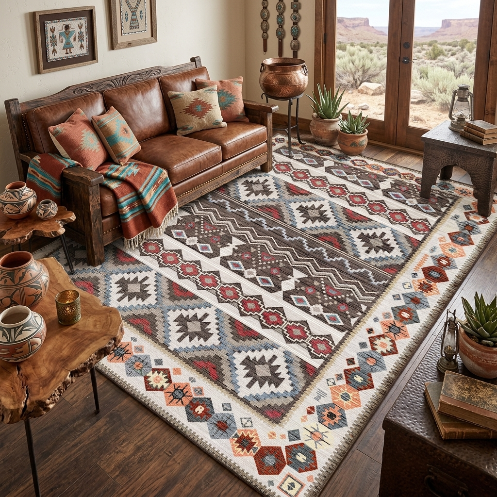 Traditional Persian Style Area Rug - Large 200x300cm (6.7' x 10') Red and Blue Vintage Floral Carpet for Living Room