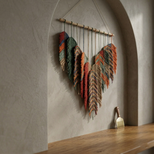 130x80cm Extra Large Macrame Wall Hanging - Colorful Handmade Cotton Feather Tapestry, Multi-color Boho Decor
