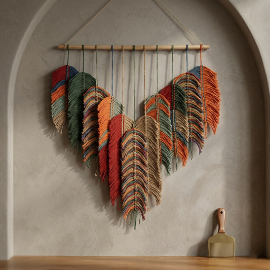 130x80cm Extra Large Macrame Wall Hanging - Colorful Handmade Cotton Feather Tapestry, Multi-color Boho Decor